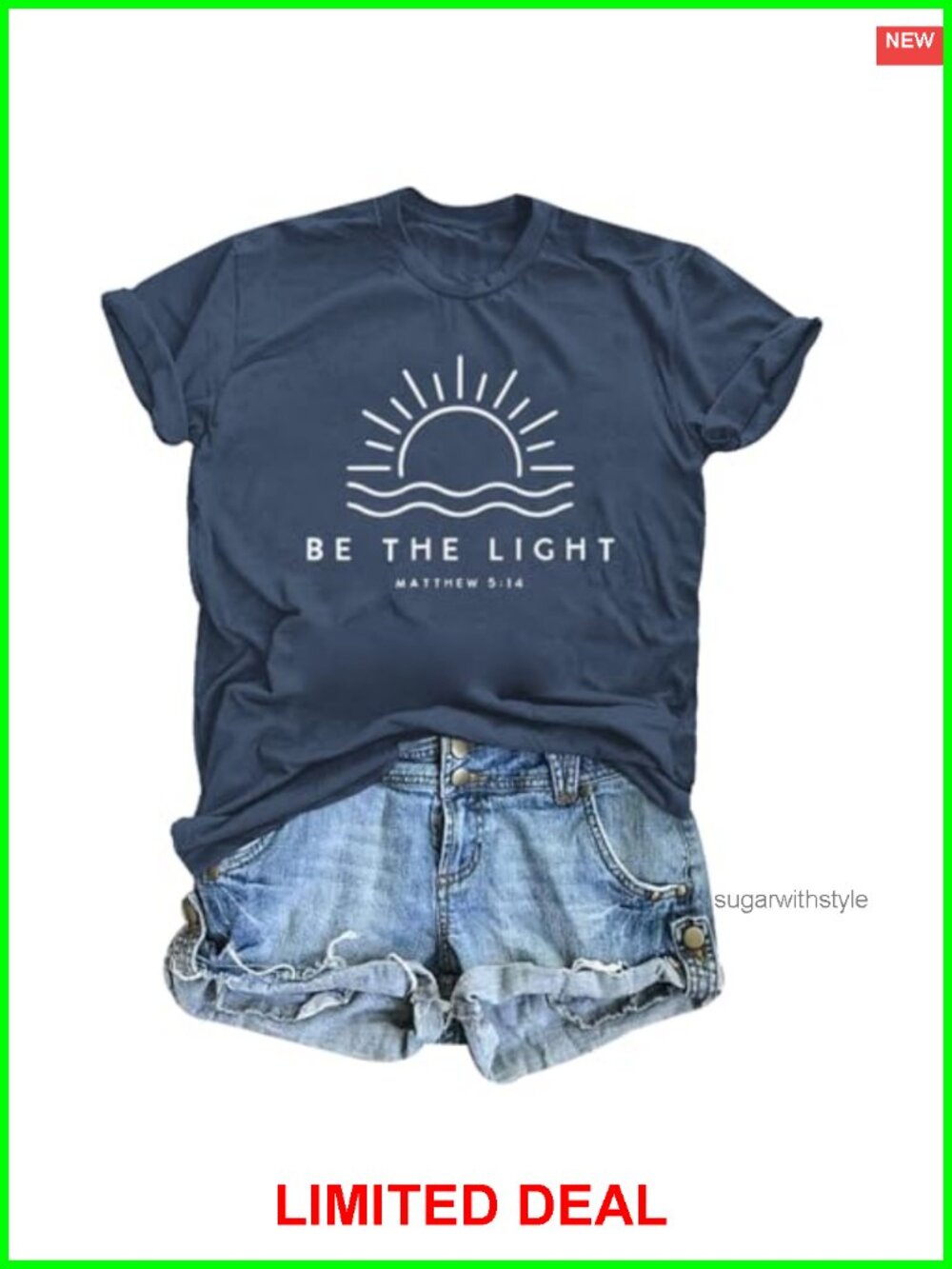 Christian Be The Light Bible Verse Cotton Blend T-Shirt